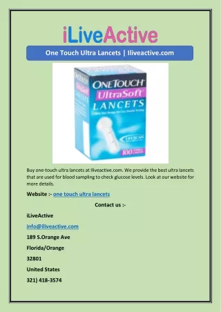 One Touch Ultra Lancets | Iliveactive.com