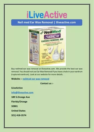 Neil med Ear Wax Removal | Iliveactive.com