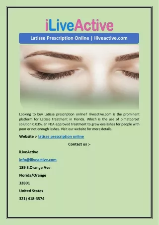 Latisse Prescription Online | Iliveactive.com