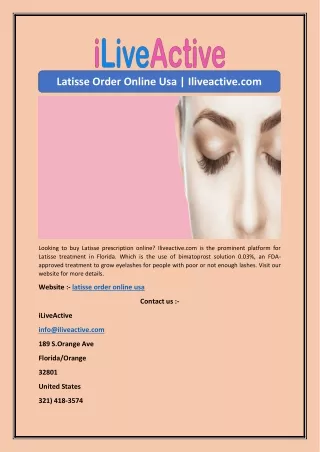 Latisse Order Online Usa | Iliveactive.com
