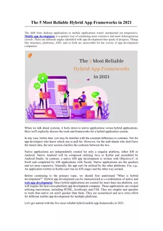 the 5 most reliable hybrid app frameworks in 2021