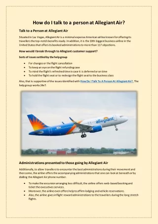 how do i talk to a person at allegiant air