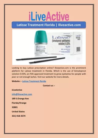 Latisse Treatment Florida | Iliveactive.com