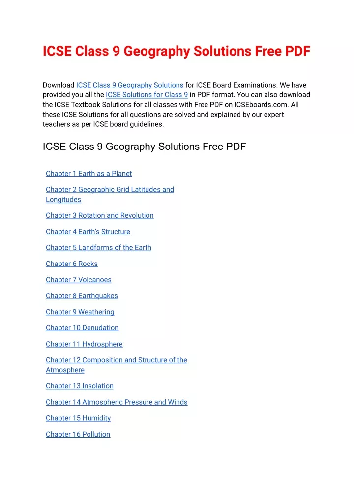 icse class 9 geography solutions free pdf