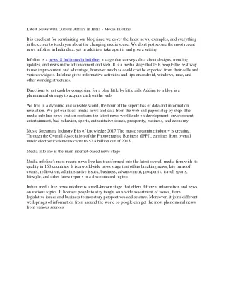 Latest News with Current Affairs in India -  Media Infoline