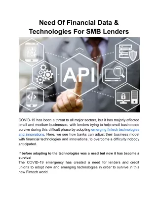 need of financial data technologies