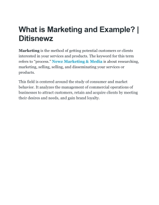 What is Marketing and Example