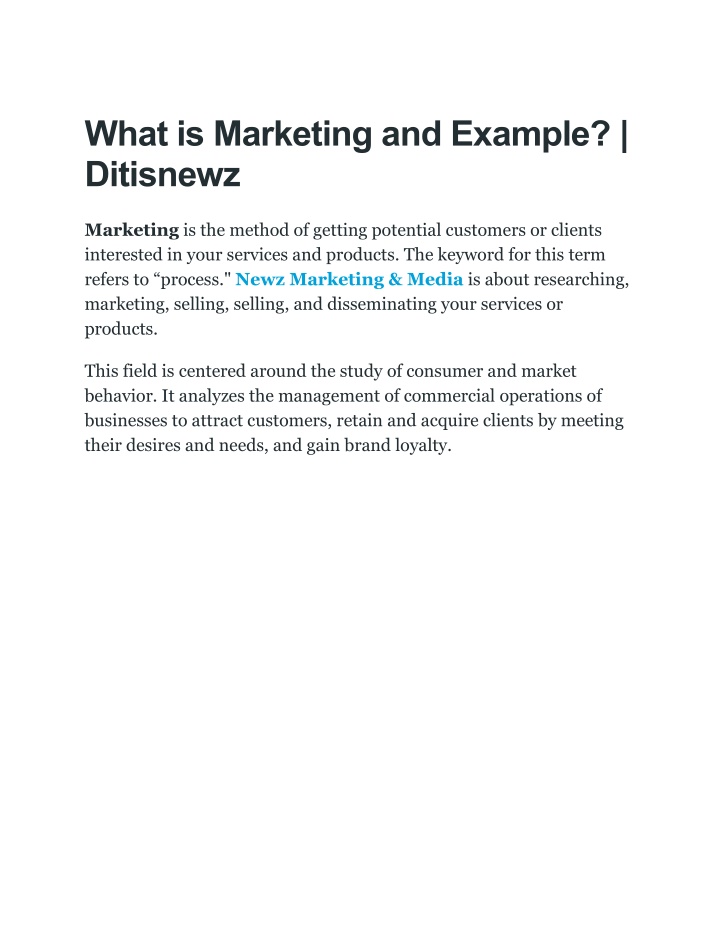 what is marketing and example ditisnewz