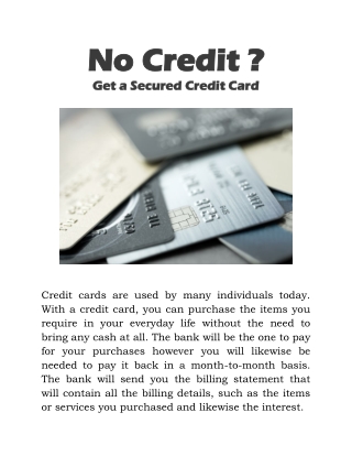 No Credit? Get a Secured Credit Card