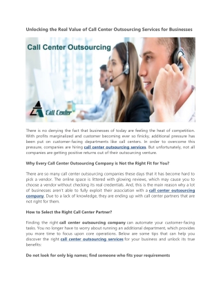unlocking the real value of call center