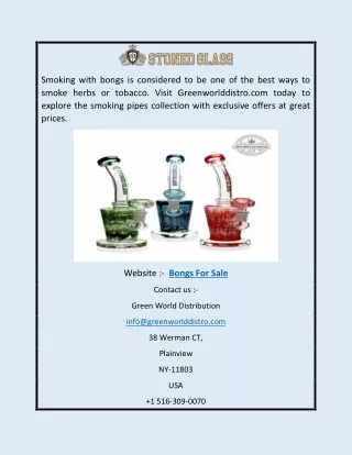 Bongs and Smoking Waterpipes for Sale Online | Greenworlddistro.com