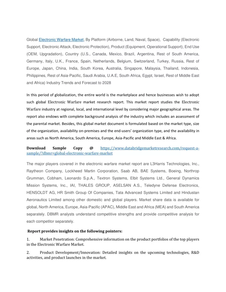 global electronic warfare market by platform