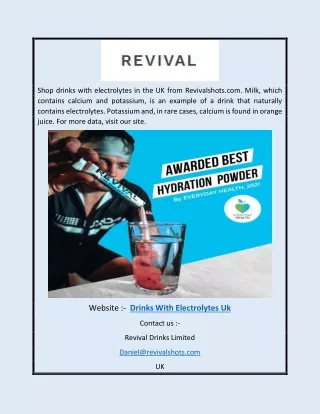Drinks With Electrolytes Uk | Revivalshots.com