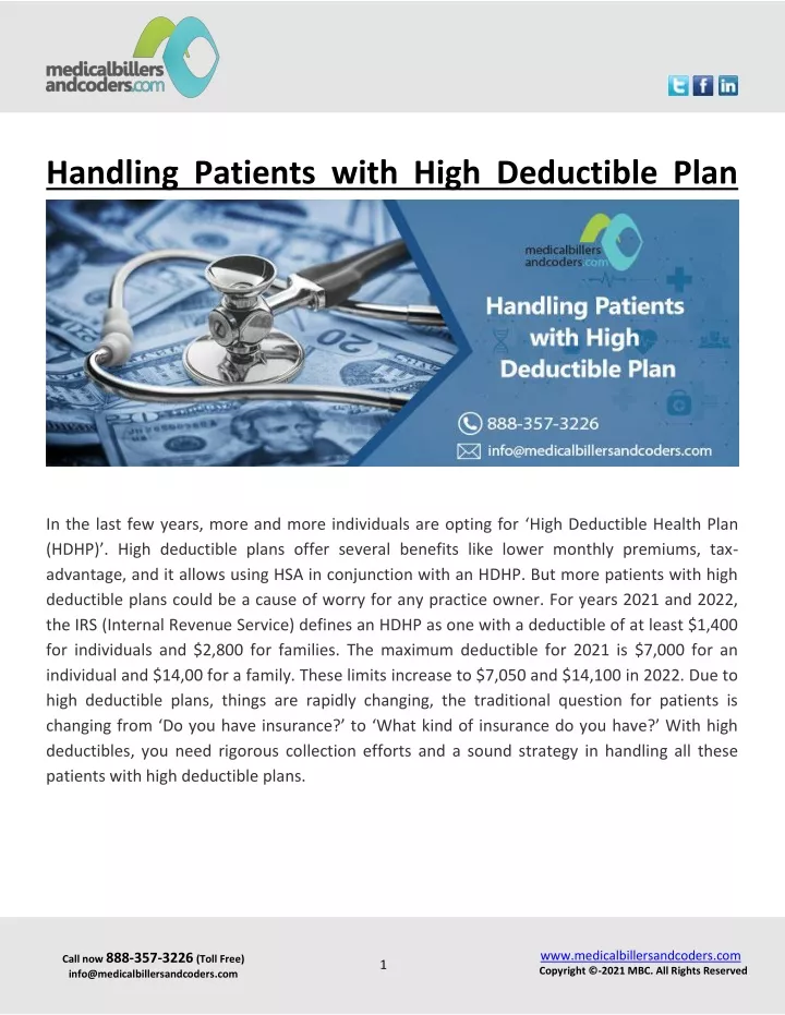 handling patients with high deductible plan