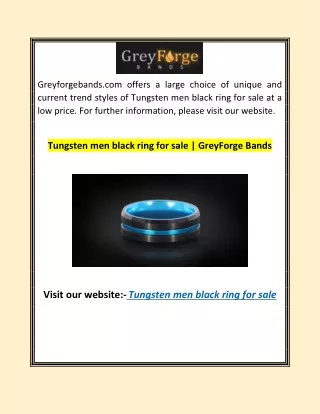 Tungsten men black ring for sale | GreyForge Bands