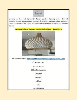 Lightweight Rattan Pendant Lighting Online Store | Blond Home