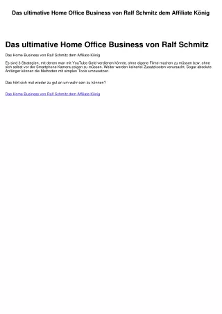 Das ultimative Home Office Business 2021 von Ralf Schmitz