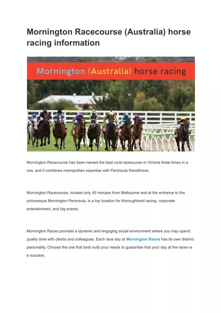 mornington racecourse australia horse racing
