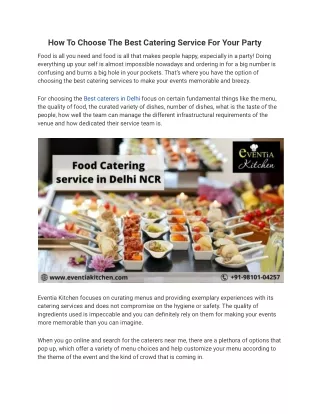 How To Choose The Best Catering Service For Your Party