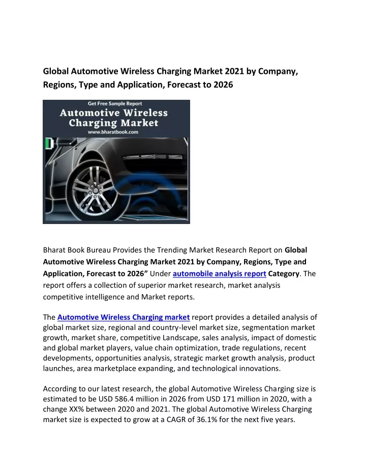 global automotive wireless charging market 2021