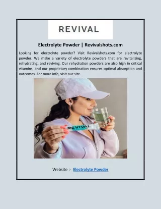 Electrolyte Powder | Revivalshots.com