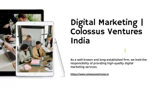 Digital Marketing  Colossus Ventures India