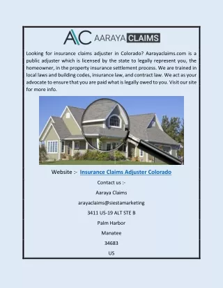 Insurance Claims Adjuster Colorado | Aarayaclaims.com