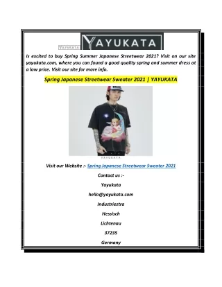 Spring Japanese Streetwear Sweater 2021  YAYUKATA