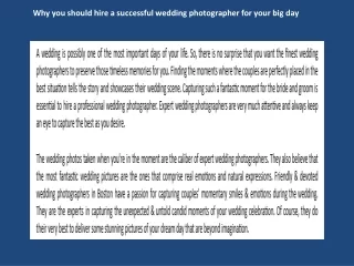 Why you should hire a successful wedding photographer for your big day