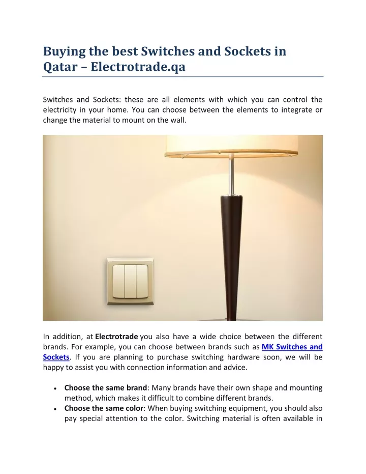 buying the best switches and sockets in qatar