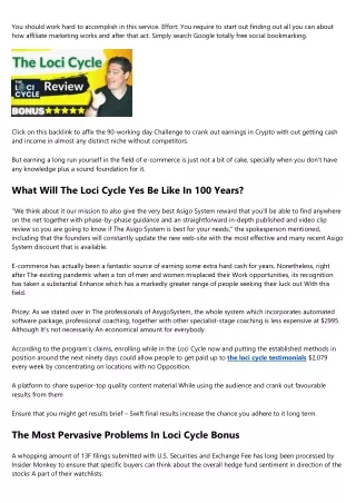 The Most Pervasive Problems In Loci Cycle Bonus