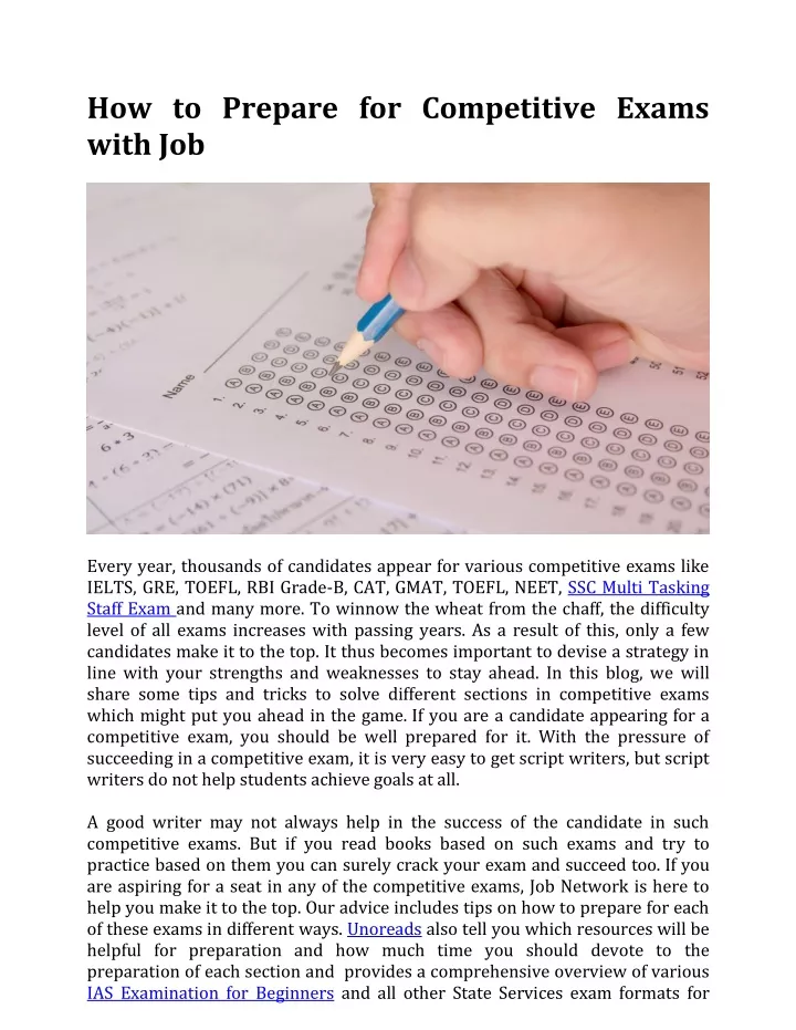 how to prepare for competitive exams with job