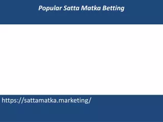 Popular Satta Matka Betting
