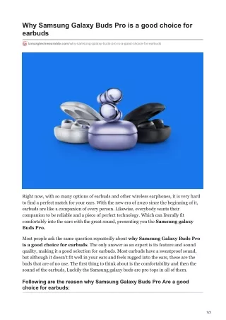 Why Samsung Galaxy Buds Pro is a good choice for earbuds - lamargtechwearable.com