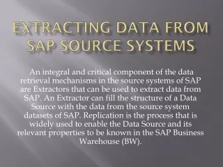 Extracting Data From SAP Source Systems