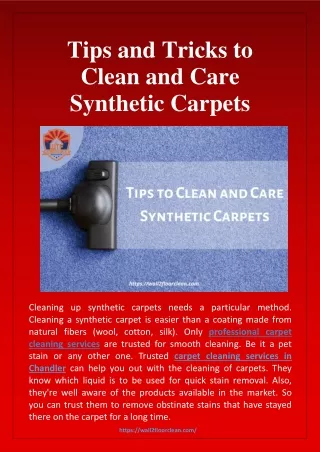 Tips and Tricks to Clean and Care Synthetic Carpets