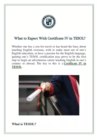 What to Expect With Certificate IV in TESOL?