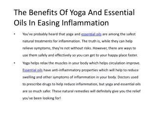 The Benefits Of Yoga And Essential Oils In Easing Inflammation