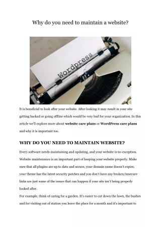 Why do you need to maintain a website