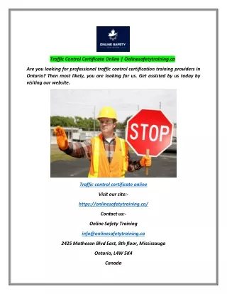 traffic control certificate online