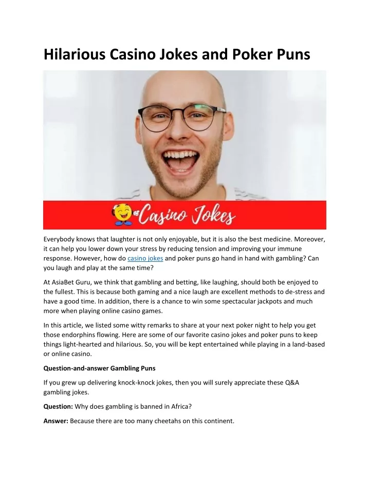 hilarious casino jokes and poker puns