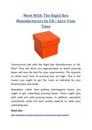 meet with the rigid box manufacturers in uk save