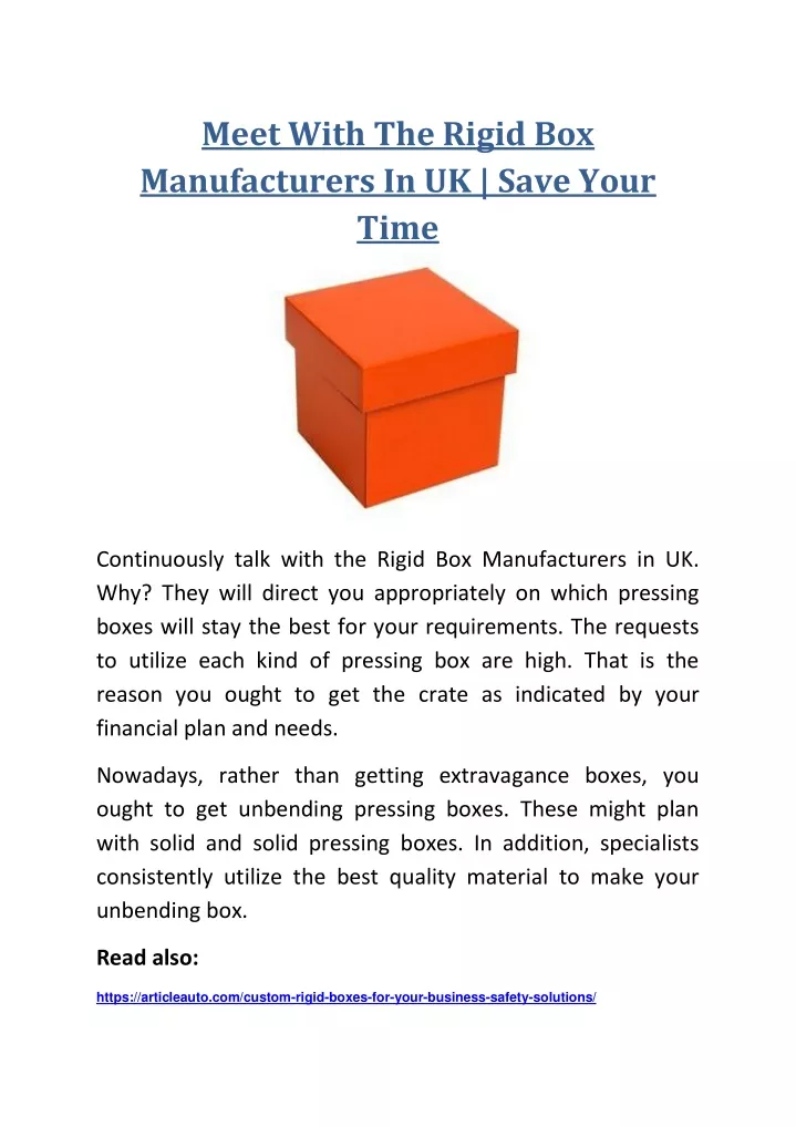 meet with the rigid box manufacturers in uk save