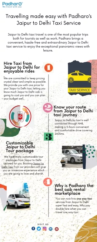 Travelling made easy with Padharo’s Jaipur to Delhi Taxi Service