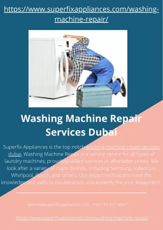Washing Machine Repair Services Dubai | Superfix Appliances- UAE