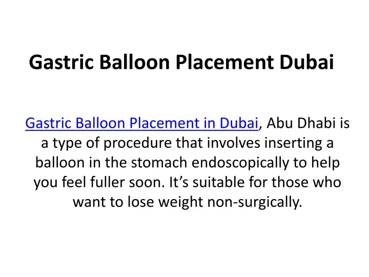 gastric balloon placement dubai