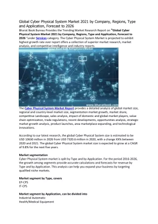 global cyber physical system market 2021