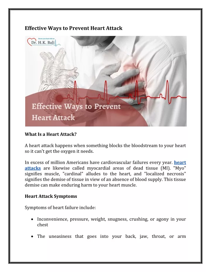 effective ways to prevent heart attack