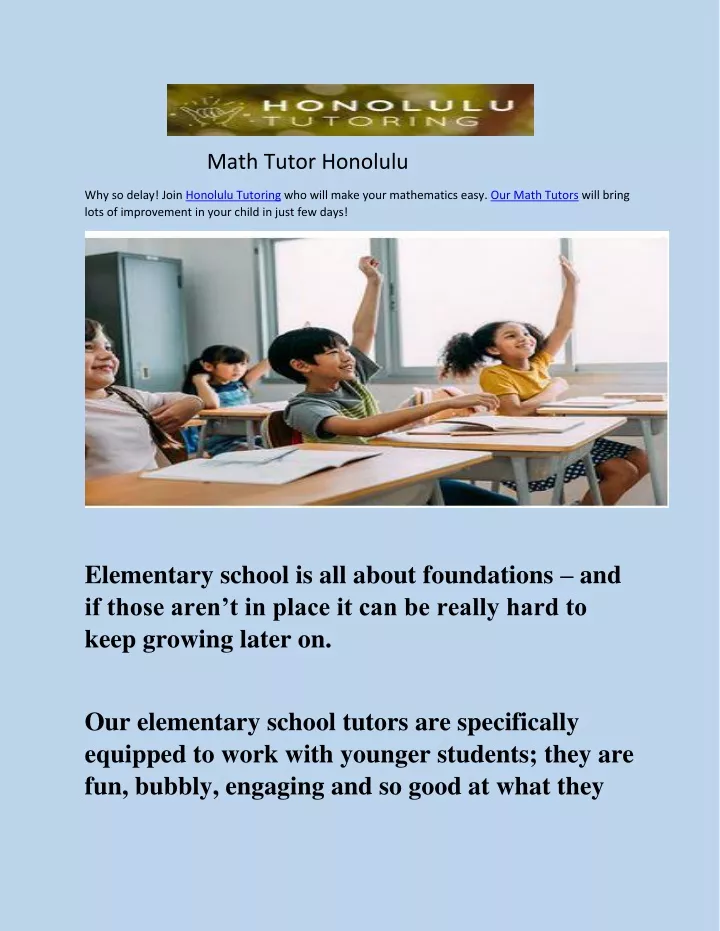 math tutor honolulu