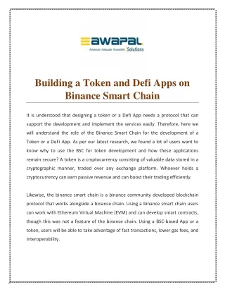 building a token and defi apps on binance smart